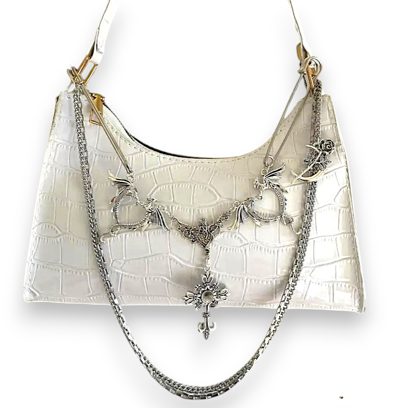 Punk Crocodile Chain Shoulder Bag Gothic Crossbody Purse